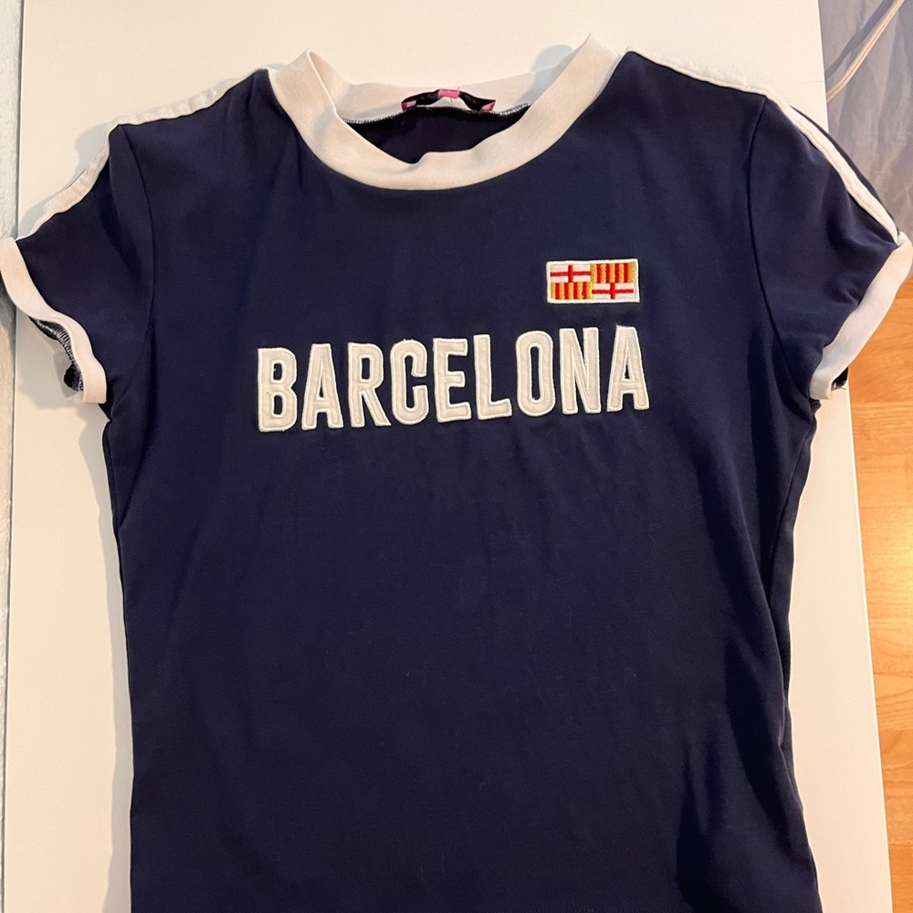Edikted Blue and White Barcelona Tee